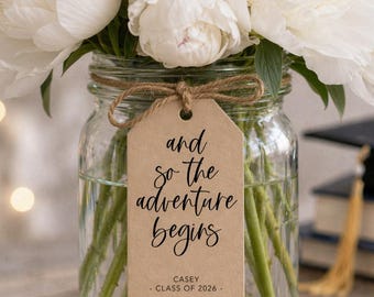 Girl/Guy Graduation Centerpiece Tags - Inspirational Graduation Tags - High School Graduation Decorations - 7 PRINTED Custom Quote Tags