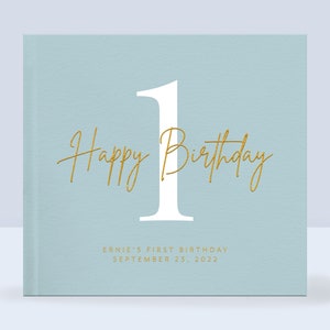 First Birthday Guest Book | Baby's 1st Birthday Guest Book | Happy Birthday Guest Book | Gold Foil Guestbook | Personalized Hardcover Album