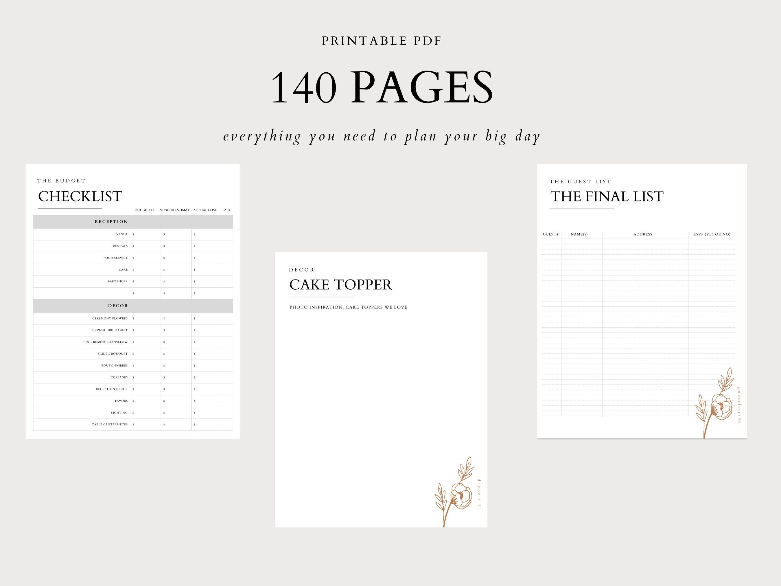 PDF Wedding Planner Printable Printable Wedding Planner - Etsy