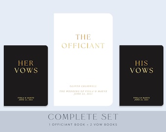 Complete Set of 1 officiant book + 2 vow books