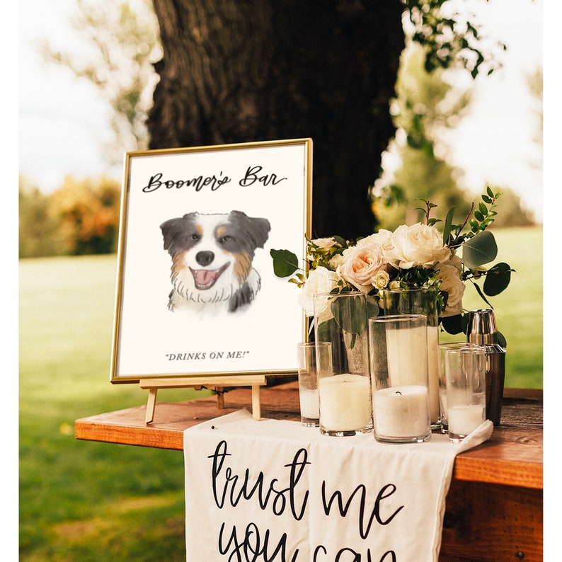 CUSTOM Pet Signature Drinks Wedding Sign for Bar Signature Drink Sign with Dog Signature Cocktail Sign with Pet his and hers pet sign image 5