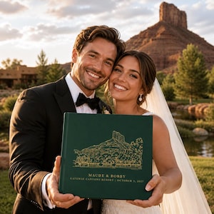 CUSTOM Venue Illustration Wedding Guest Book Wedding Guestbook Landscape Gold Foil Guestbook Personalized Hardcover Guest Photo Guest Book bild 11