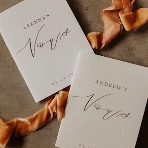 SET OF TWO Vow Books, Wedding Vow Book Set, His and Her Vow Books Calligraphy, Vow Book Personalized, Custom Vow Books for Wedding