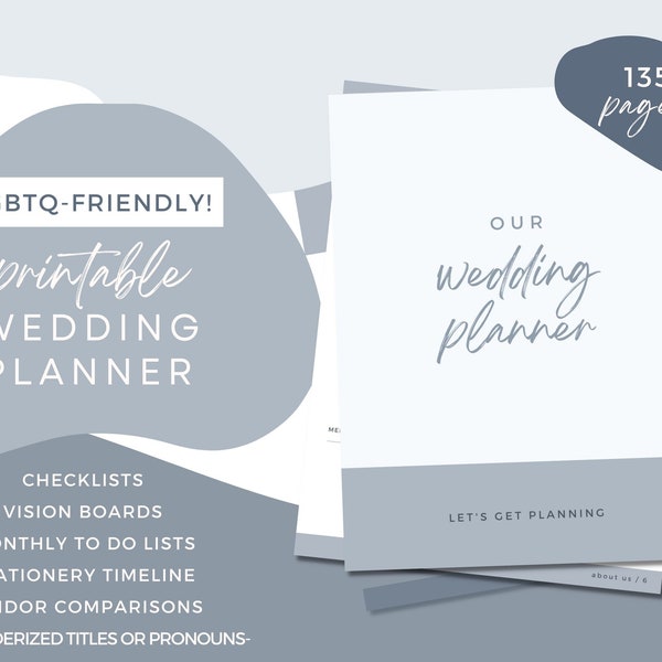 LGBTQ-FRIENDLY Wedding Planner Printable, Printable Wedding Planner, PDF Wedding Planner Digital, Wedding Planner Instant Download