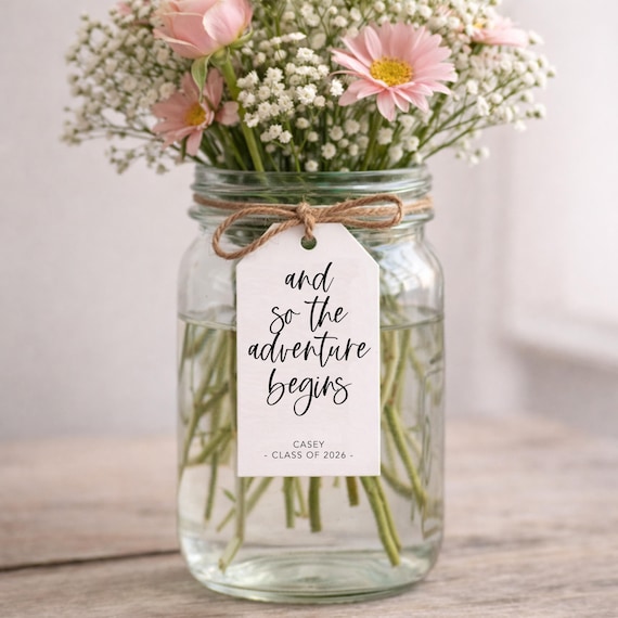 Girl/Guy Graduation Centerpiece Tags - Inspirational Graduation Tags - High School Graduation Decorations - 7 PRINTED Custom Quote Tags