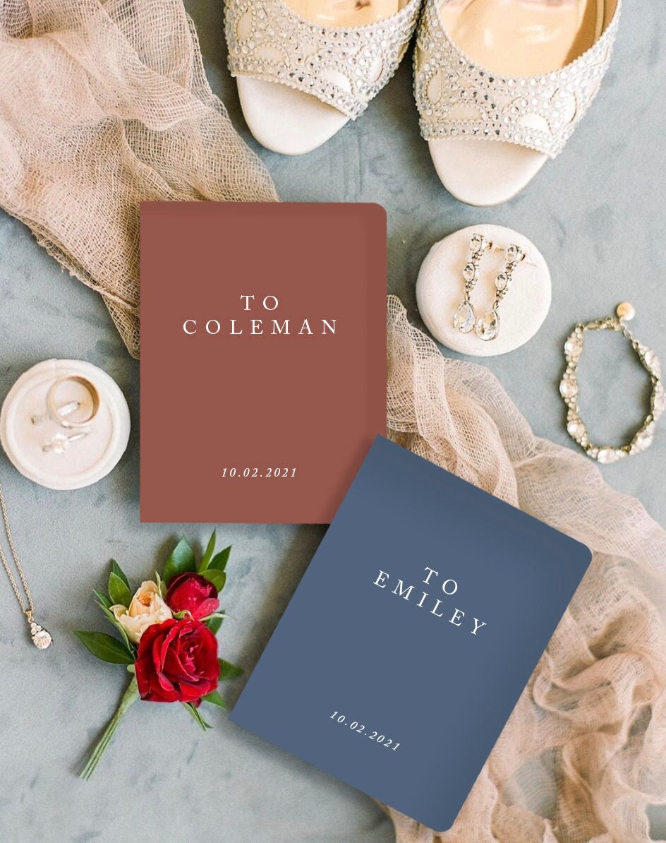 Wedding vow books, Custom wedding vow book, Personalized gift for bride and groom, Marriage vow renewal book, Gold foil, His and her booklet