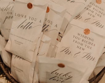 Wishing you Riches From the New Mr And Mrs Favor Bags Scratch Ticket Wedding Favor Bags - Lotto Ticket Bags - Lottery Ticket Wedding