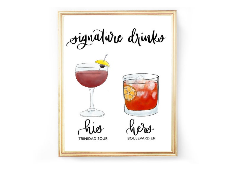 His Hers Drink Digital Signature Drinks Sign