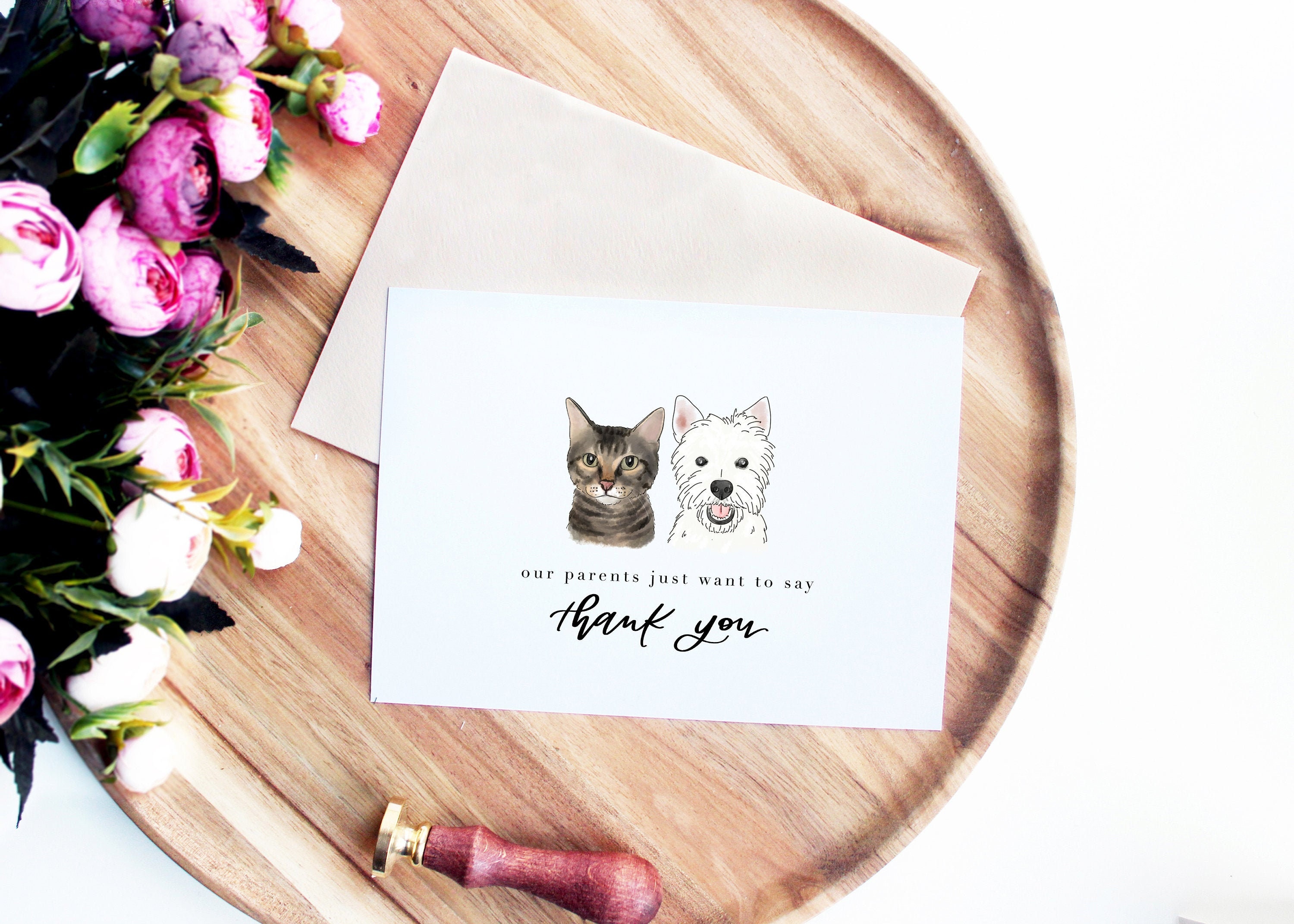 Thank you Wedding Cards Wedding Dog Cards Custom Pet Thank Etsy
