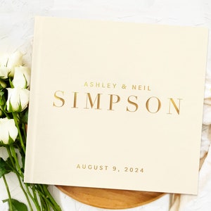 Personalized Guest Book - Custom Wedding Reception Guestbook or Signing Book, Engagement Party or Bridal Shower Modern Elegant Blank Book