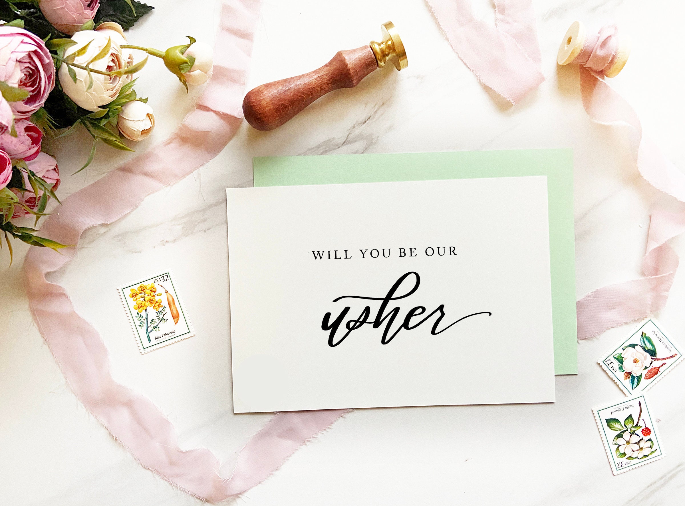Personalized Will you be my usher 1 folded card note cards for wedding Personalized Will you be my usher 1 folded card note cards for wedding