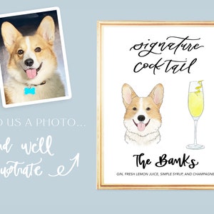 CUSTOM Pet Signature Drinks Wedding Sign for Bar Signature Drink Sign with Dog Signature Cocktail Sign with Pet his and hers pet sign image 6