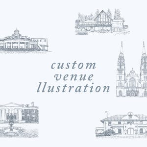 Ilustración SVG personalizada de lugar de boda, dibujo de lugar, ilustración personalizada de lugar, JPG de lugar, lugar dibujado a mano, dibujo de iglesia para boda
