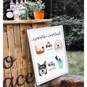 CUSTOM Pet Signature Drinks Wedding Sign for Bar Signature Drink Sign with Dog Signature Cocktail Sign with Pet his and hers pet sign image 3