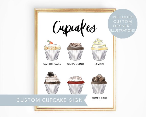 Custom Cupcake Wedding Sign Reception Sign Dessert Menu Etsy