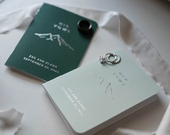 Custom Wedding Vow Books: Gold Foil Mountain Design