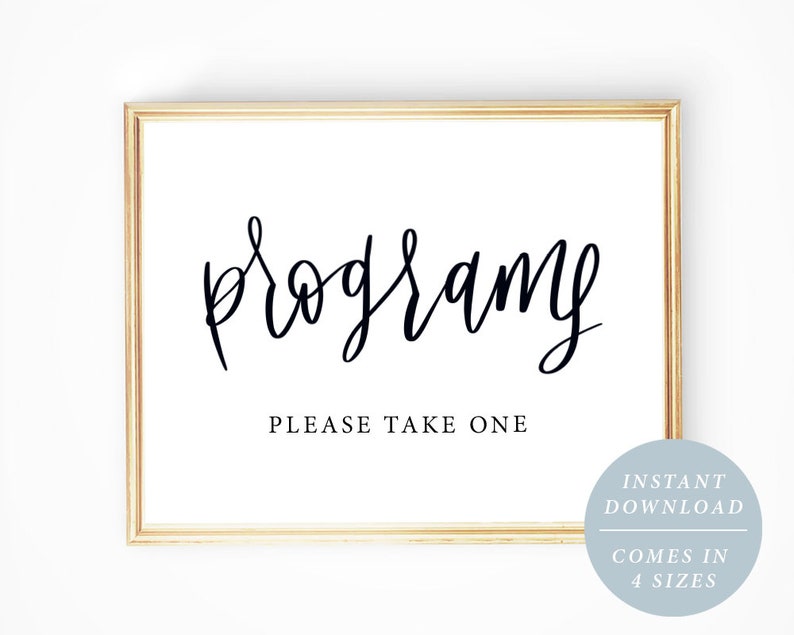 Printable Programs Wedding Sign Grab A Program Take A Etsy