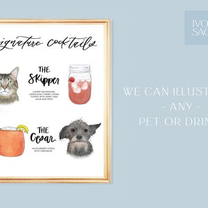 CUSTOM Pet Signature Drinks Wedding Sign for Bar Signature Drink Sign with Dog Signature Cocktail Sign with Pet his and hers pet sign image 7
