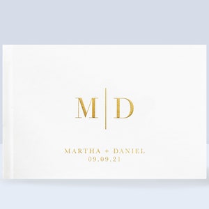 Wedding Guest Book Wedding Guestbook Landscape Horizontal Guest Book Gold Foil Guest Book Personalized Hardcover Guest Book Photo Guest Book