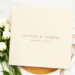 Personalized Guest Book - Custom Wedding Reception Guestbook or Signing Book, Engagement Party or Bridal Shower Modern Elegant Blank Book