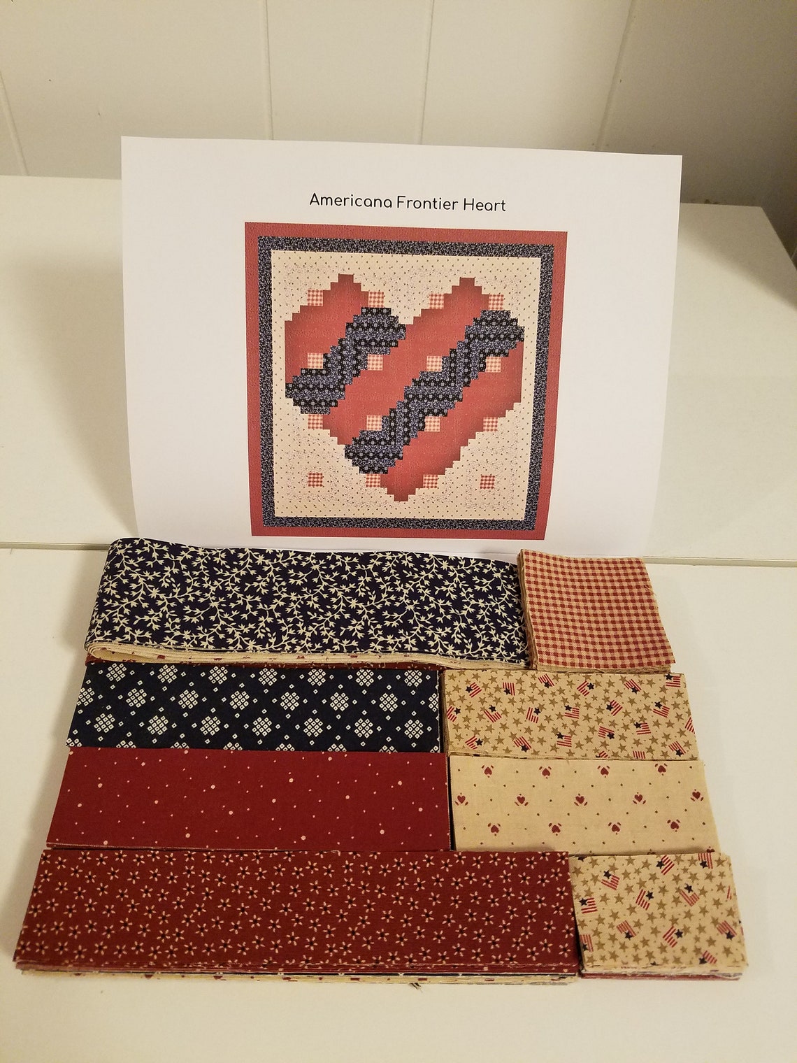 Precut Log Cabin Quilt Kit Americana Frontier Heart in Etsy