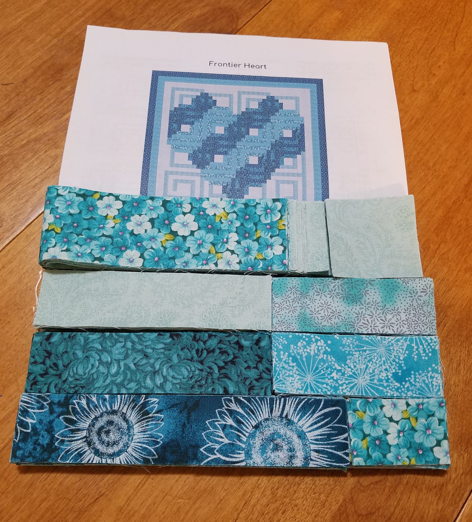 Precut Log Cabin Quilt Kit Frontier Heart Blue and Teal Etsy