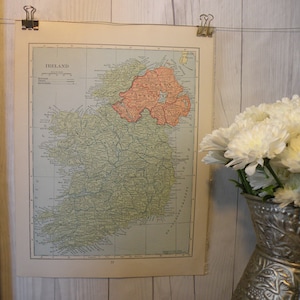 1940-Vintage Irlandkarte-WWII-Ära-Karte-schöne Karte von Irland-Vintage Karte-bunte Atlas Karte-Geschenk-Home Decor
