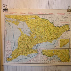Ontario Map Vintage 1940, WWII Era Map, Beautiful old map of Ontario, Housewarming Gift, Office Wall Art