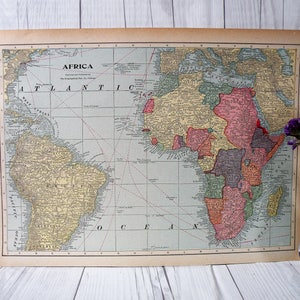 Mapa del Océano Atlántico 1911 // África, Sudamérica // Hermoso mapa antiguo //Cool Vintage Map //Gallery Wall Ideas