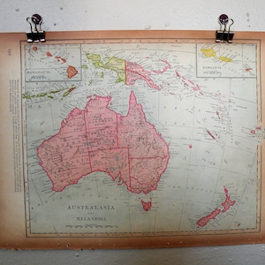 Australien Vintage Karte 1944, Coole Retro Wandkunst, Reisegeschenk, ORIGINAL Karte von Australien, Geschenk für Reisende