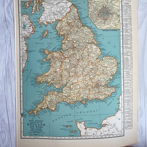 England Wales Karte Vintage 1940, WWII Ära Karte, Historisches Geschenk, Traveler es Gift, Anscestry Map, Old Map to Frame England