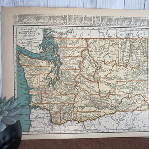 Mapa del Estado de Washington 1940, Cool Old Map to Frame, Washington Gift Idea, Gallery Wall, Wall Art Poster, Colorful Detailed Map