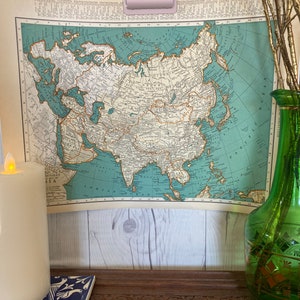 Asia Vintage Map 1929, Map to Frame, Travel Theme, Desitination Wedding, Colorful Map Asia, Boho Decor