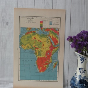 Afrika Original Karte 1942 / / Reise Home Decor / / kleine Vintage Karte / / Karte der Welt / / WWII Ära Karte / / bunte Vintage Karte / / Geschenk