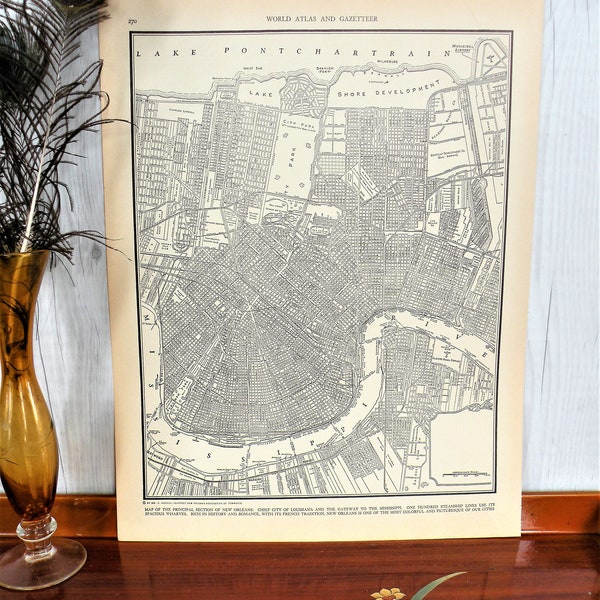 New Orleans Old Black and White Map 1940-WWII Era Map-Vintage Map of New Orleans, NOLA Map