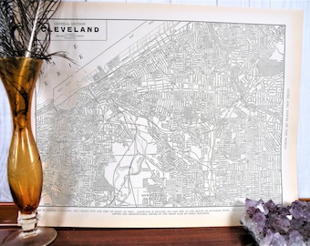 Original 1940 Cleveland Map, WWII Era, Detailed Industrial Decor