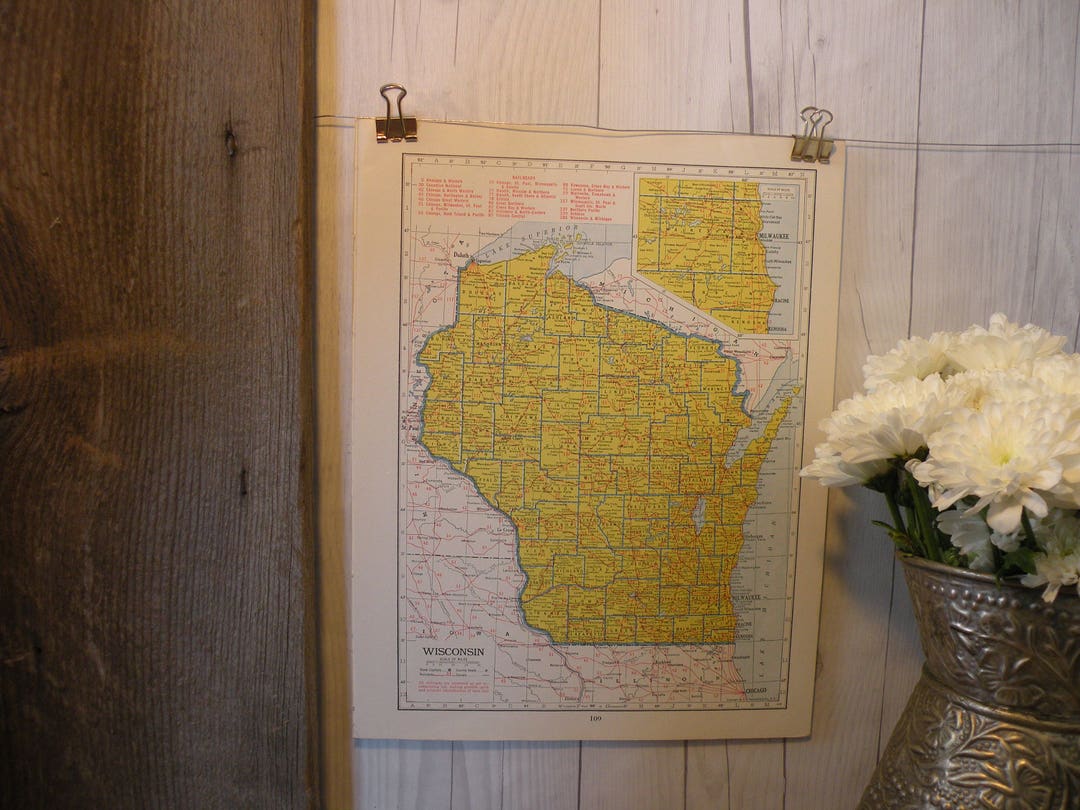 Wisconsin Adizzpro Ww2 Map.pdf 1940 Wisconsin Vintage Map-wwii Era Map-beautiful Old Map of - Etsy UK