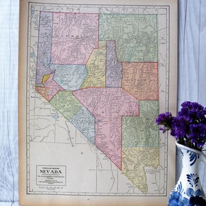 1911 Nevada antike Karte / / Home Decor / / schöne alte Karte / / Karten der Welt / / Cool Vintage Karte / / bunte Karte / / Geschenk