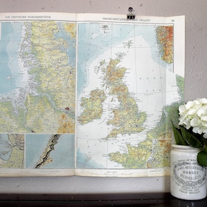 Antique Map Britain 1928, Gallery Wall Map, Cool Office Decor, Map to Frame, Historical Print