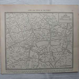 Mapa vintage de Londres 1937, mapa vintage, mapas de cidades vintage legais, arte de escritório, arte de parede, presente de viagem, lindo mapa antigo para enquadrar