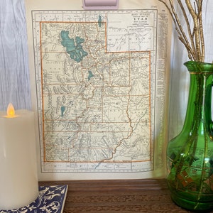 Utah Karte 1937, Historische Karte von Utah, Vintage Ästhetik, durchdachtes Geschenk, alte Karte zum Rahmen, Gemütliches Wohndekor