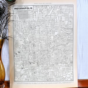 Indianapolis Old City Black White Karte 1940-WWII Ära Karte, Original detaillierte Karte von Indianapolis, Industriekarte zum Rahmen