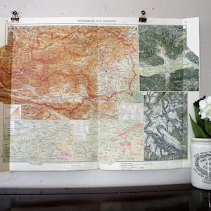 Mapa antiguo de Estiria, Arte de pared de mapa vintage, Mapa de Estiria de 1928, Impresión histórica, Idea de regalo de vacaciones, Mapa a marco