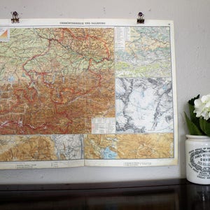 Salzburg Austria Old Map Print, World Map, Vintage Map Wall Art, Retro Travel Decor, 1928 Map of Salzburg Austria, Map to Frame