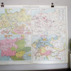 Deutschland Karte Antik 1928, Vintage Karte Wandkunst, Geschenk für Reisende, Authentische Karte, Bunte Karte zum Einrahmen