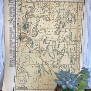 Original Vintage Karte von Nevada, Vintage State Map Print, Miss Sie Geschenk,