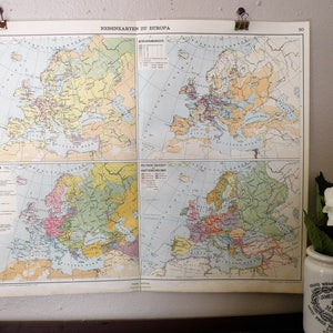 Antike Karte Europa 1928, Original Karte Europa, Vintage Karte, Retro-Reise-Dekor, 1928 Karte von Europa, coole Büro Dekor, industrielle Dekor
