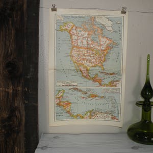 América del Norte Mapa Vintage 1950, Galería Wall Map para imprimir, Regalo de vacaciones para el viajero, Regalo reflexivo, Estética vintage