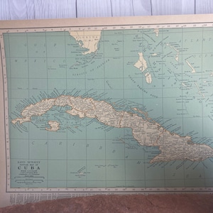 Old Map of Cuba 1929 Authentic Vintage Aesthetic, Map for Framing, Map Poster