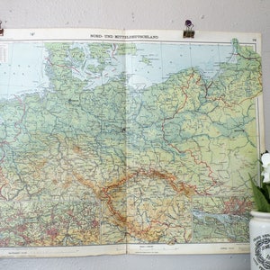 Germany Map Art, World Map Print, Vintage Map Wall Art, Retro Travel Decor, 1928 Map of Germany